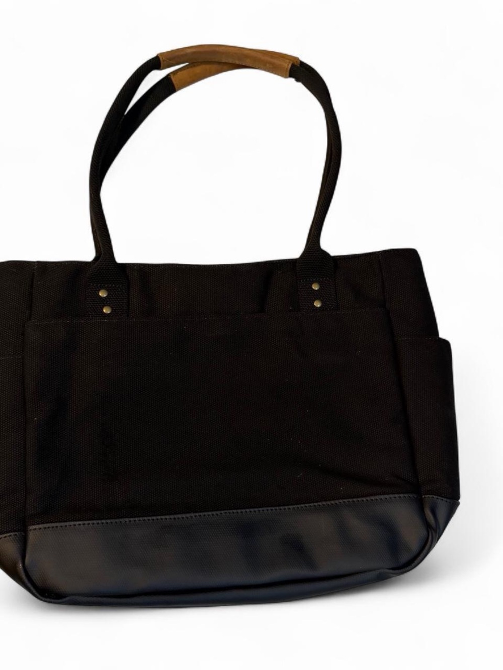 Duluth trading co. Black Canvas Tote Bag with Leather Trim - Picture 4 of 7
